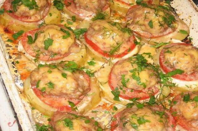 Мясо с картошкой и помидорами в духовке рецепт пошаговый с фото - chylanchik.ru
