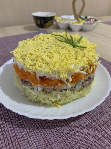 Салат Мимоза с рыбными консервами, пошаговый рецепт с фото на ккал