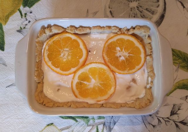 Тёртый пирог с творогом и апельсином