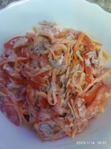 Салат с курицей и корейской морковью: рецепт с фото пошагово | Меню недели