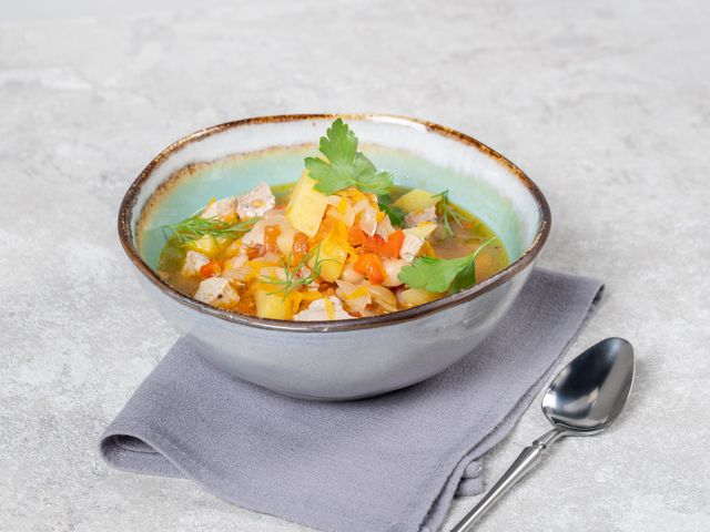 Рецепт фасолевый суп (без картошки). Калорийность, химический состав и пищевая ценность.