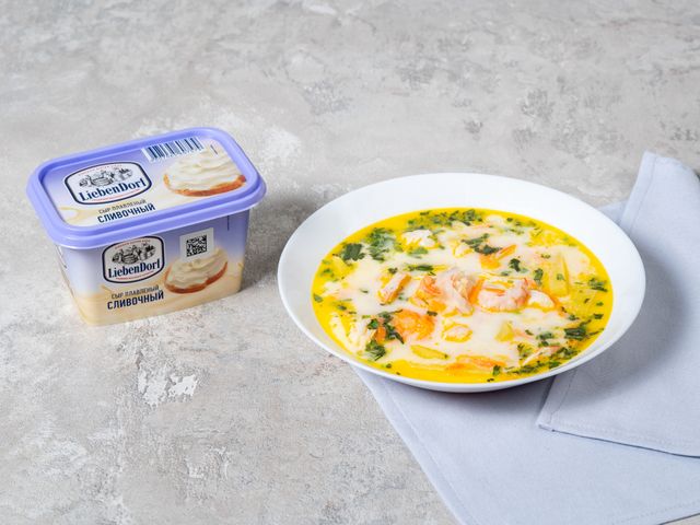 Вариант 1: Сырный суп с креветками — классический рецепт с пошаговыми фото