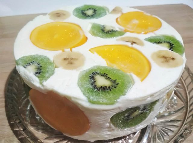 Фруктово-желейный торт с сезонными фруктами – пошаговый рецепт  приготовления с фото