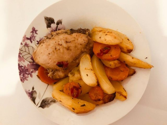 Куриные бедра с картошкой на противне — рецепт с фото пошагово