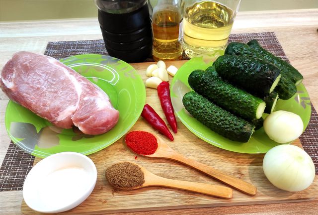 Огурцы с мясом — корейский салат (пошаговый рецепт с фото)