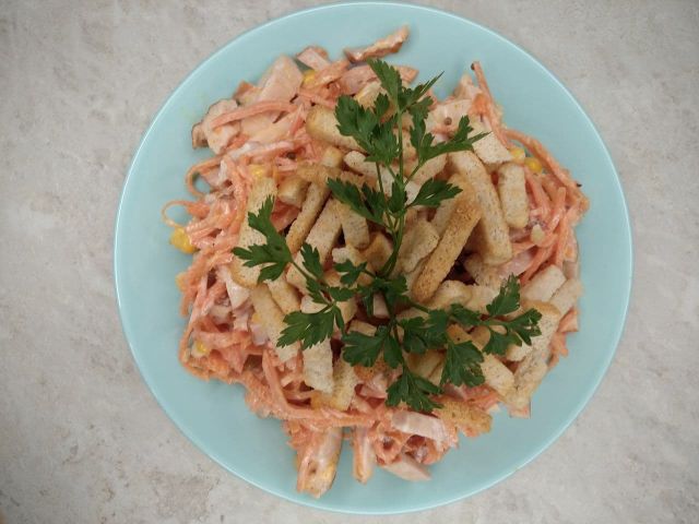 Салат с курицей, фасолью и корейской морковкой – пошаговый рецепт приготовления с фото