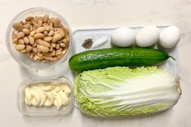 Салат с пекинской капустой и фасолью - пошаговый рецепт с фото